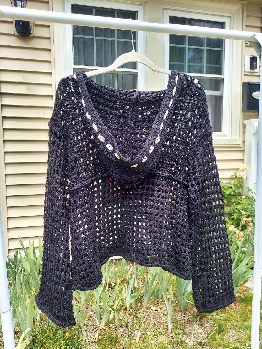 POL American Flag Crochet Oversized Cropped Boxy Sweater Women Size Small NWOT - Picture 5 of 7